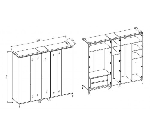 Пятистворчатый шкаф Лоретто (Loretto) LORET-33